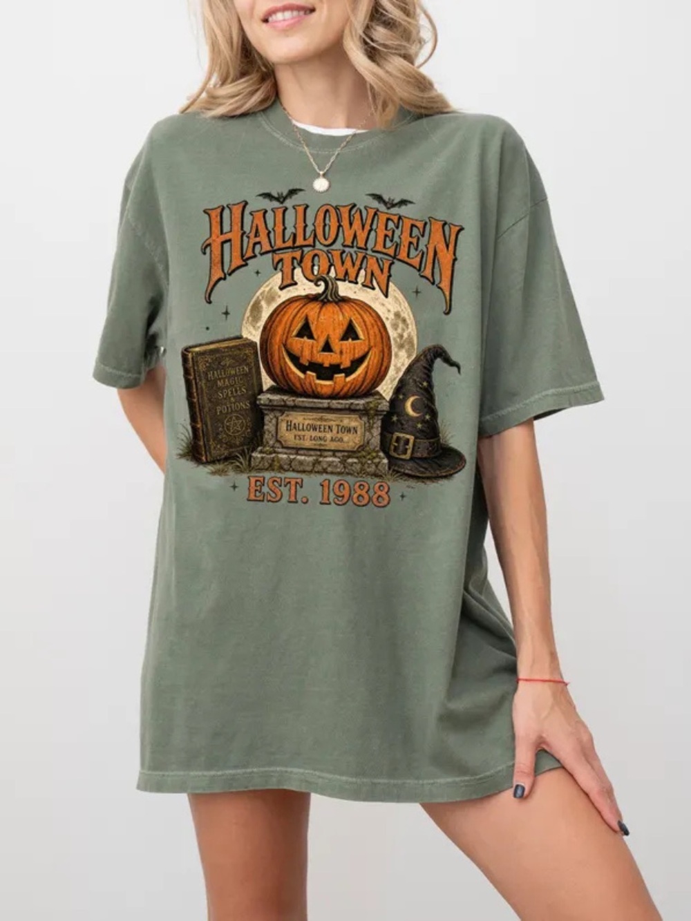 Comfort Colors Halloween Town Graphic Tee, Retro Vintage Style, Halloween Shirt